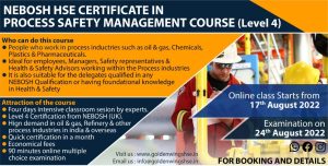 NEBOSH HSE Certificate in Process Safety Management